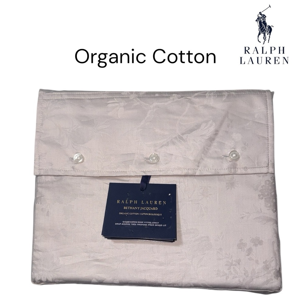 Ralph Lauren (NWT) Bethany Jacquard Organic Cotton Sheets, Twin in Sliver
